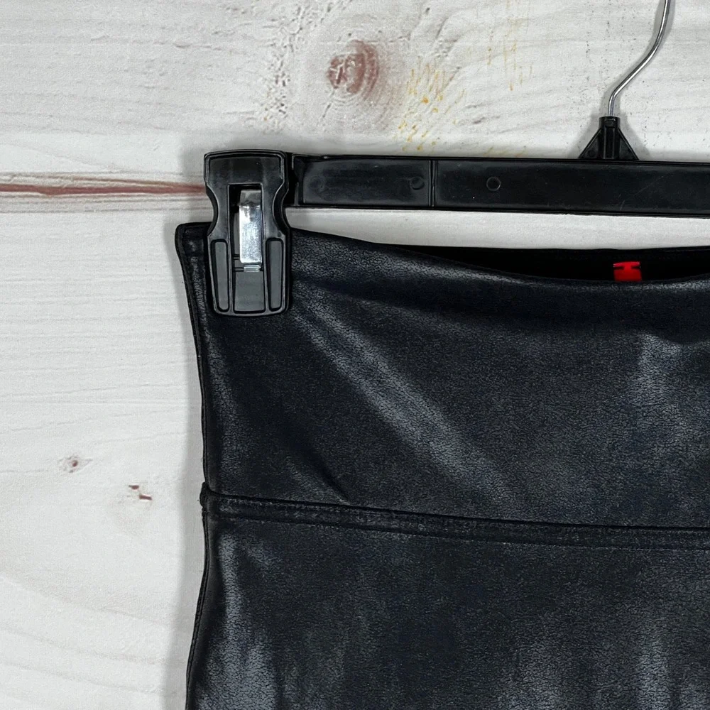 Spanx SPANXshape Faux Leather Leggings Womens Small Black High Waist Compression